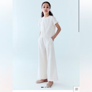 New Mango swiss embroidered culotte pants girl